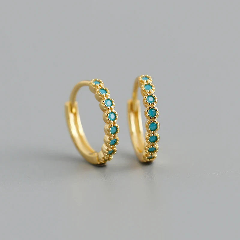 New Arrival Fashion Korean Blue Zircon Spike Geometric Stud Earrings for Women Real 925 Sterling Silver Gothic Jewelry