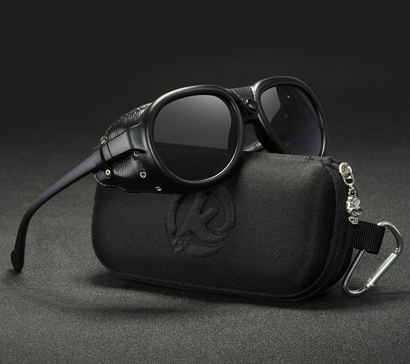 Luxury Steampunk Pilot Sunglasses Men and Women Soft Leather Shield Glasses UV400 Protection KD2095