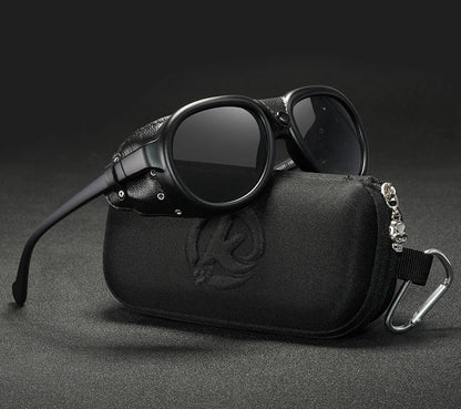 Luxury Steampunk Pilot Sunglasses Men and Women Soft Leather Shield Glasses UV400 Protection KD2095