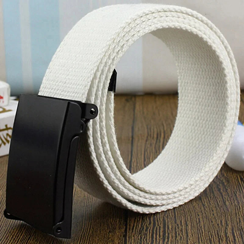 Fashion New Unisex Trousers Belts Canvas Belt metal buckle Men Women Boys Jeans belts Candy Colors Top quality120cm luxury belts