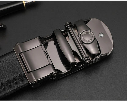 Men's Genuine Leather Automatic Buckle Belt Custom Engraved Name/Logo Ideal Waist Belt for Father's Day Personalized Gift