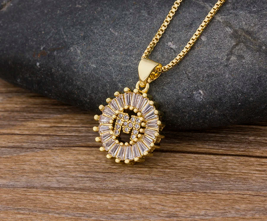 2 Colors Initial Letter Pendant 26 Letters Charm Name Necklace Top Quality Copper Zircon Jewelry Birthday Gift