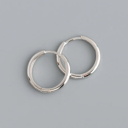 Real 925 Sterling Silver Minimalist Bohemian Round Ear Buckle for Women Punk Unisex Rock Hoop Earring Jewelry Accessories