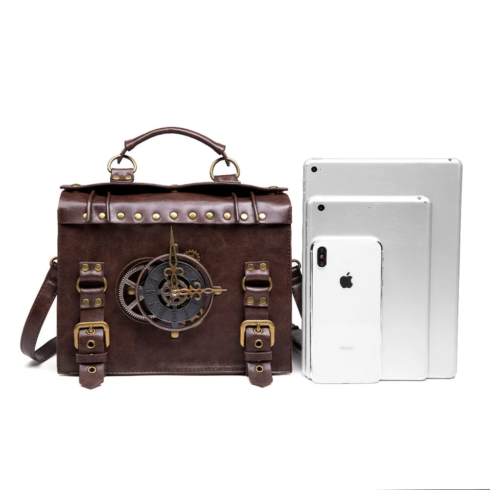 Steampunk Single Shoulder Bags Vintage Women Handbags Gothic Messenger Crossbody Bag Ladies Rivet Top-Handle Bags Pack