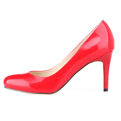 New Classic Women Pumps Sexy Round Toes 9cm Mid Med Kitten High Heels Shoes Spring Brand Design Black Red Dress Wedding Shoes