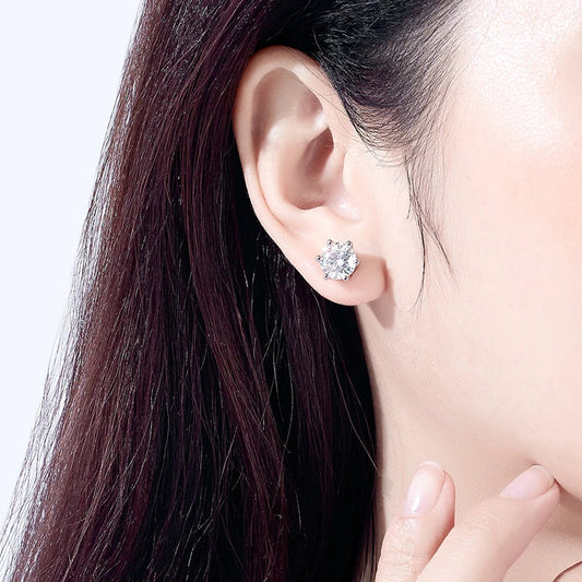 10k Gold 4/2/1ct Emerald Moissanite Stud Earrings 10K Gold Post Anti-allergy Eearrings For Women Jewelry Wholesale