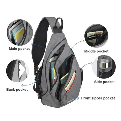 Men One Shoulder Backpack Women Sling Bag Crossbody USB Boys Cycling Sports Travel Versatile Fashion Bag Student School