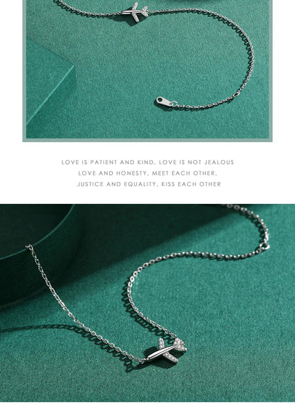 Fashion Clear CZ Aircraft Bracelet Solid 925 Sterling Silver Charm Chain Exquisite Bracelets For Women Girls Jewelry Gift