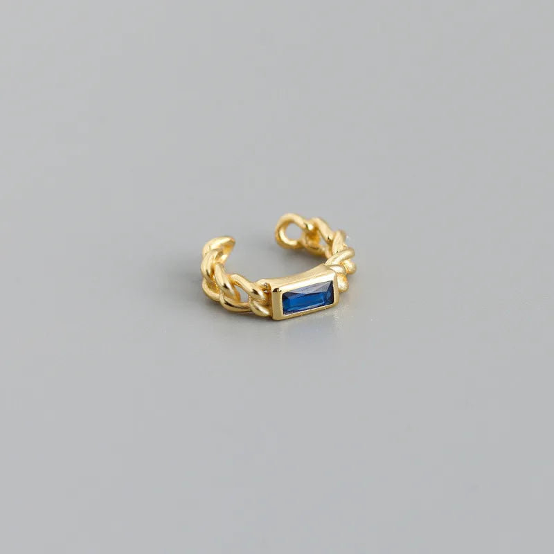 925 Sterling Silver Colorful Square Shiny Zircon Beads Piercing Stud Earrings for Women Fashion Gothic Exquisite Jewelry