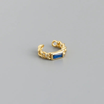 925 Sterling Silver Colorful Square Shiny Zircon Beads Piercing Stud Earrings for Women Fashion Gothic Exquisite Jewelry