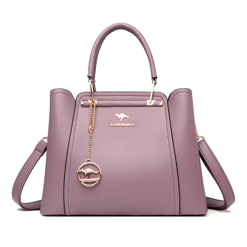 Bolsas de Luxo Femininas Bolsas de Grife 3 Camadas Couro Macio Ombro Transversal Sacola Feminina Grande Capacidade Compras Mensageiro Tote