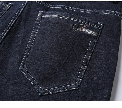 Winter New Men's Warm Blue Black Slim Jeans Classic Style Stretch Slim Fit Thick Pants Fashion Trousers Male Brand