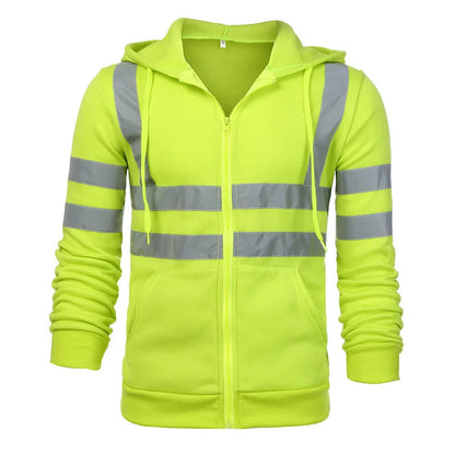 Safety Reflective Sweatshirt Men Winter Zipper Sweatshirts Hoodie Men Hoody Sweatshirts Male Black Hoodies For Men Workwear