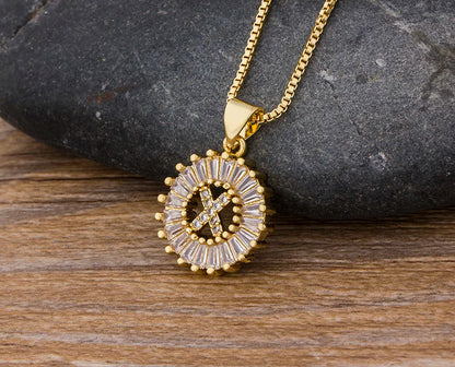 2 Colors Initial Letter Pendant 26 Letters Charm Name Necklace Top Quality Copper Zircon Jewelry Birthday Gift