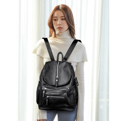 Women High Quality Leather Backpacks Vintage Female Shoulder Bag Sac a Dos Travel Ladies Bagpack Mochilas School Bags For Girls