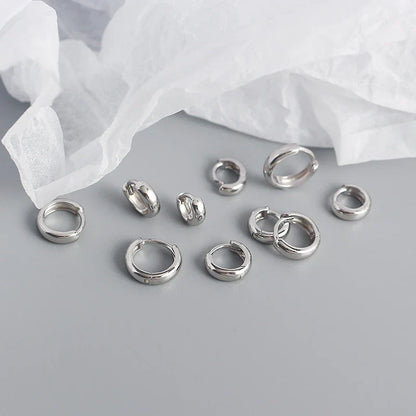 925 Sterling Silver Minimalism Punk Rock Wide Hoop Earrings for Women Men Fashion Gothic Bohe Huggie Ear Buckle Jewelry