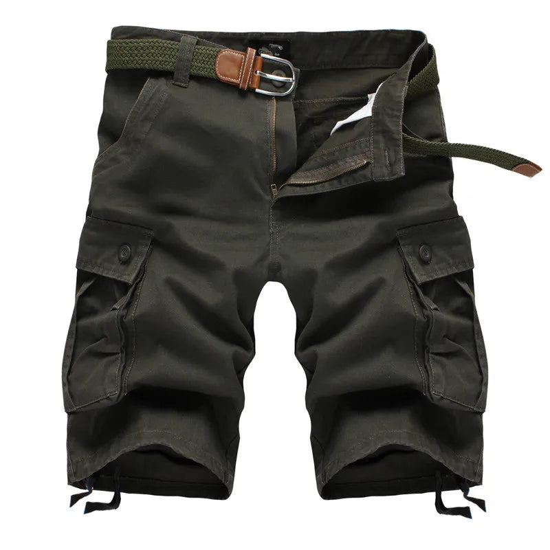 Men's Baggy Multi Pocket Military Cargo Shorts Mens Cotton Khaki Mens