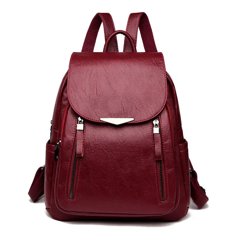 Luxury Backpack For Women Soft PU Leather Backpack Travel Large Capacity School Bag Double Zipper Business Knapsack