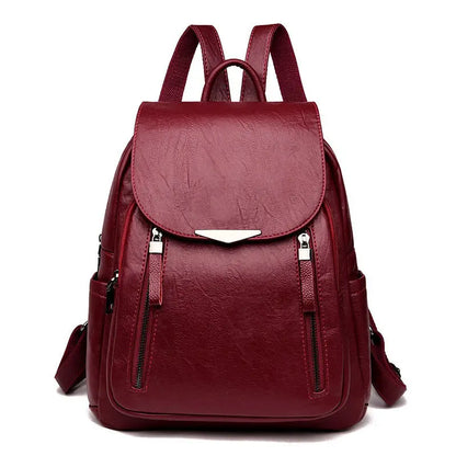 Luxury Backpack For Women Soft PU Leather Backpack Travel Large Capacity School Bag Double Zipper Business Knapsack