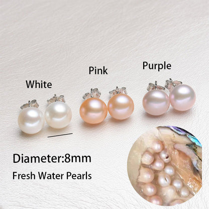 Authentic 925 Sterling Silver Sweet Irregular Pearl Stud Earrings For Women Wedding Party FIne Jewelry DA1224