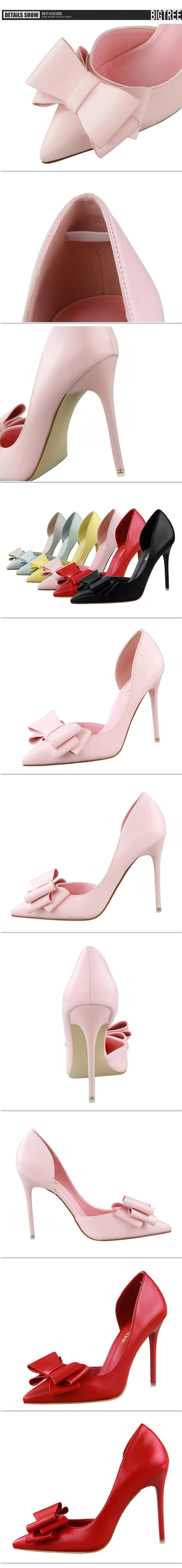 Shoes Bow-knot Woman Pumps Stiletto 10.5 Cm Women Basic Pump Pointed Toe Classic Pumps Sexy High Heels Women Shoes 2026