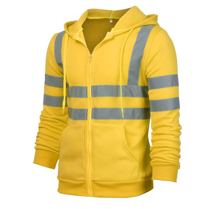 Safety Reflective Sweatshirt Men Winter Zipper Sweatshirts Hoodie Men Hoody Sweatshirts Male Black Hoodies For Men Workwear