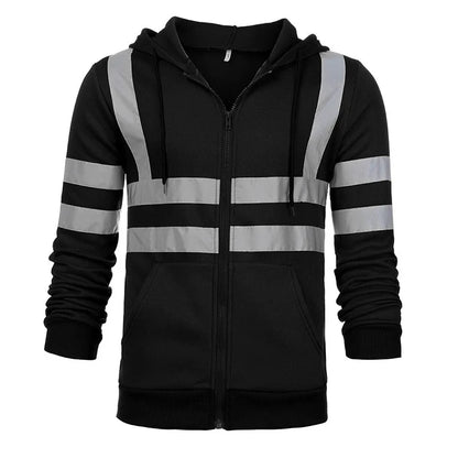 Safety Reflective Sweatshirt Men Winter Zipper Sweatshirts Hoodie Men Hoody Sweatshirts Male Black Hoodies For Men Workwear