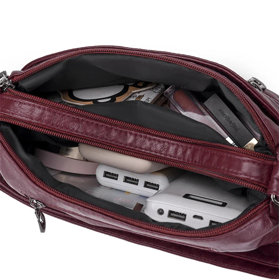 Fashion All-match Solid Color Messenger Bag High Capacity Womens Shoulder Bags 2021 New High Quality Pu Leather Women Handbag