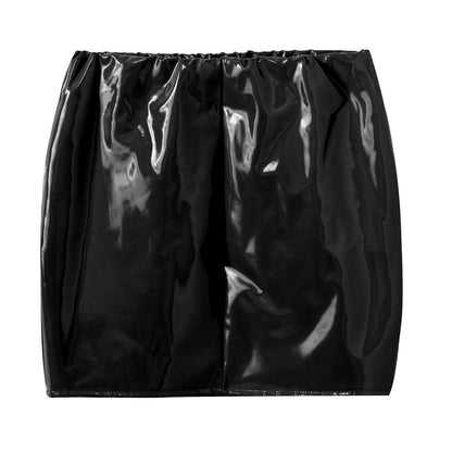 Glossy Patent Leather Miniskirt for Womens Solid Color Elastic Waistband Pencil Skirt Music Festival Costume Daily Wear Clubwear