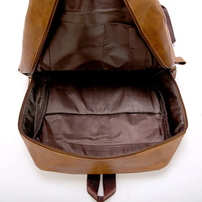 Men Backpack PU Leather Bagpack Large Laptop Backpacks Male Mochilas Casual Schoolbag For Teenagers Boys High Quality Rucksack