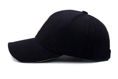 Men Structured Baseball Cap Solid Cotton Snapback Spring Autumn Women Label Stick