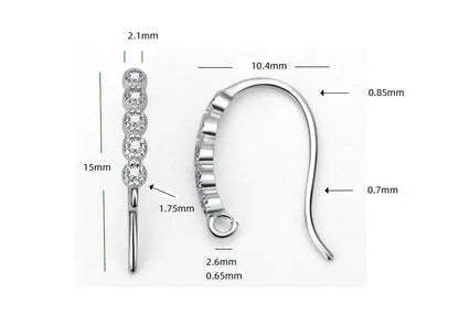 TrustDavis Real 925 Sterling Silver Fashion Dazzling CZ Opening Handmade Ear Hook Earring DIY Accessories Fine Jewelry HY365