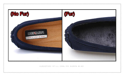 Handmade Men Loafers Luxury Genuine Leather Casual Shoes Comfortable Soft Driving Shoes Warm Fur Plus Office Moccasins