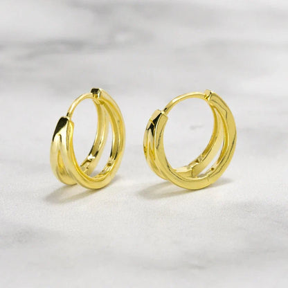 925 Sterling Silver Simple Glossy Double Ear Buckle for Women Unique Charm Party Hoop Earrings Fine Jewelry Accessories