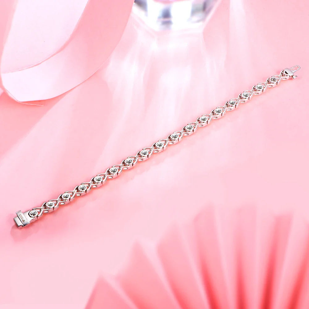 Solid 925 Silver 18K Gold Plated Tennis Bracelets for Women Round Moissanite 1.25mm Charm Luxury Bracelet for Engagement Gifts