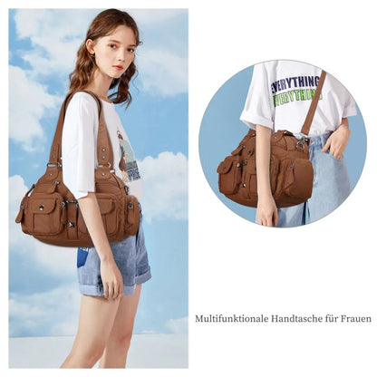 Women Small Handbags Satchel Top-handle Handbag PU Shoulder Bag 8”x11” Dumpling Pack Multi-pockets Shoulder Bag