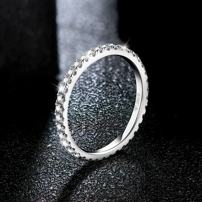Solid 925 Sterling Silver Rings for Women Moissanite Full Eternity Wedding Band Engagement Wedding Ring Fine Jewelry