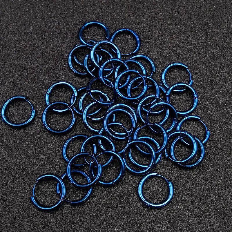 10pcs/lot Stainless Steel Hoop Earrings 2.5mm 2.0mm Thick for Men Women Blue Black Gold Colorful Round Circle Earring Wholesale
