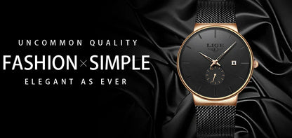 Ultra Thin Fashion Casual Ladies Watches Elegant Luxury Waterproof Business Quartz Watch for Women Gift Auto Calendar Clock
