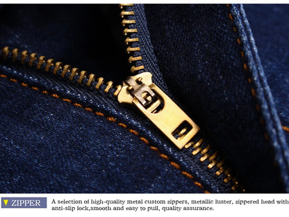 Autumn Classic Men's Fitted Stretch Jeans Business Casual Cotton Denim Straight Leg Pants Male Black Blue Trousers