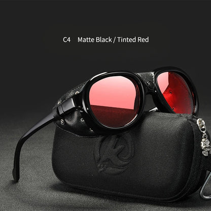 Luxury Steampunk Pilot Sunglasses Men and Women Soft Leather Shield Glasses UV400 Protection KD2095