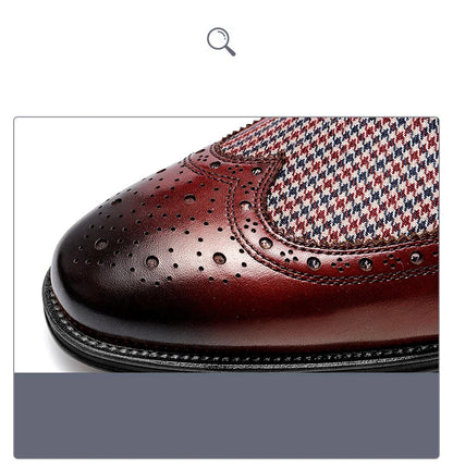 Men's Dress Shoes Leather Ventilation Lace-Up Fashion Bullock Men Shoes Formal Business Casual Spring Summer New
