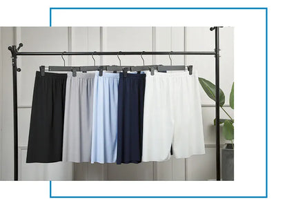 Plus Size Ice Silk Cool Summer Men Sleepwear Shorts Sexy Underwear Nightwear Comfortable Loose Sports Man Sleep Bottoms Homewear