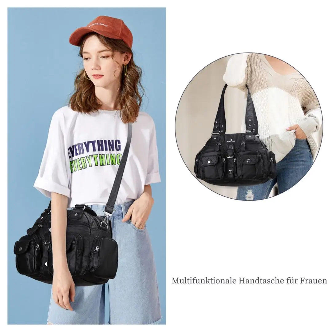 Women Small Handbags Satchel Top-handle Handbag PU Shoulder Bag 8”x11” Dumpling Pack Multi-pockets Shoulder Bag