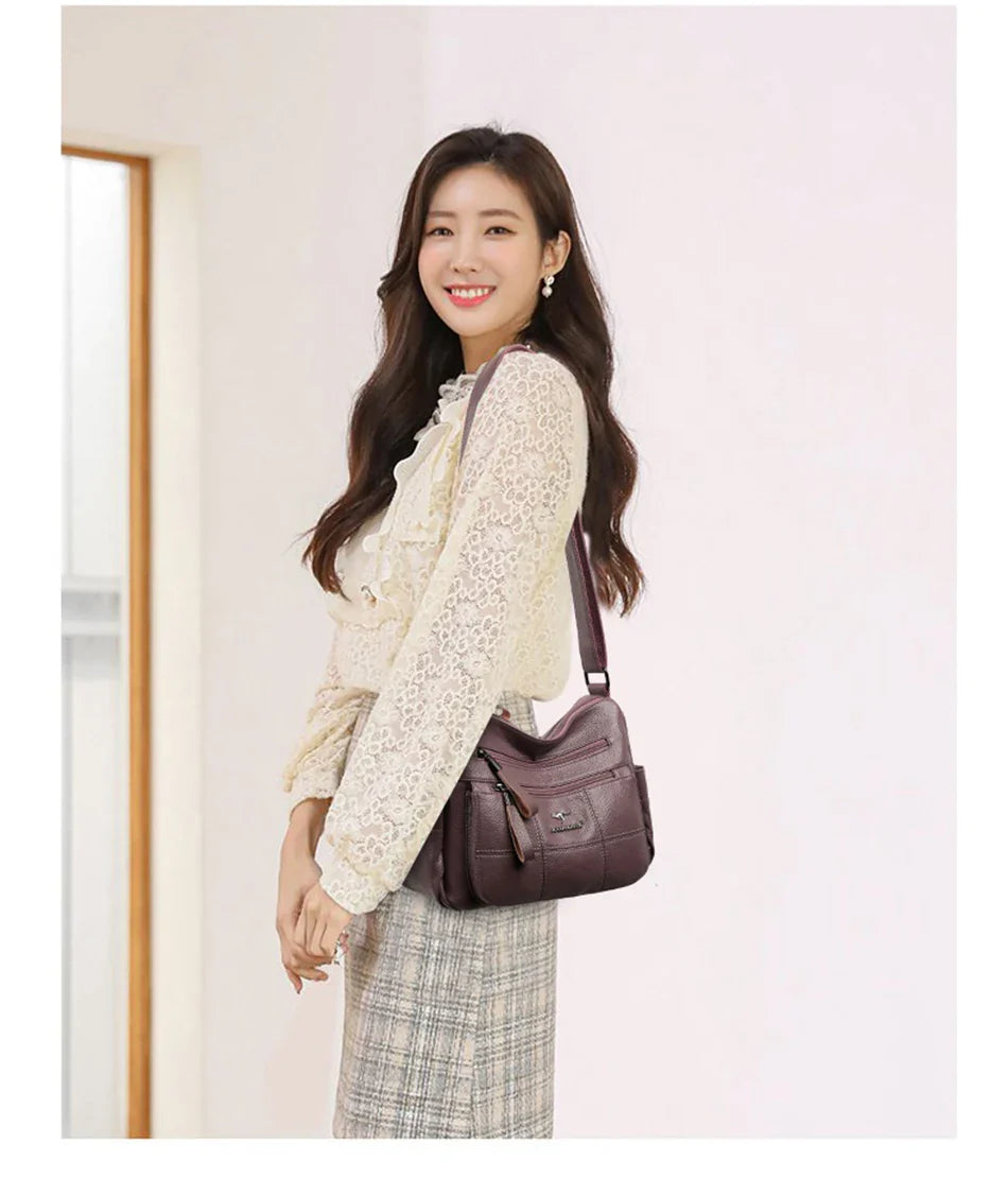 Classic Shoulder Bags High Quality Multi Pockets Soft Leather Crossbody Bags for Women 2024 Designer Luxury Handbags Purses