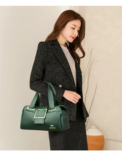 Women Multi-layers Top-handle Bag Quality Leather Handbags Purses Female Luxury Designer Large Capacity Boston Ladies Sac A Main