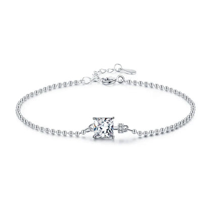 Modian 2021 New Real 925 Sterling Silver Luxury Square Tourmaline Beads Chain Bracelet For Women Paraiba Fine Statement Jewelry