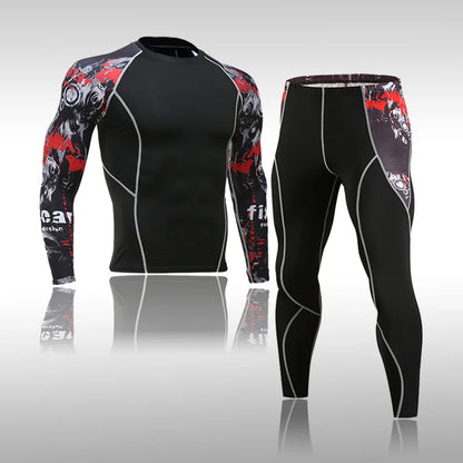 Men's Sports Suit MMA Running Quick-Drying Sportswear Compression Suit Fitness Training 3-Piece Sports Tights