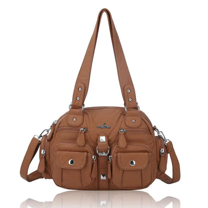 Women Small Handbags Satchel Top-handle Handbag PU Shoulder Bag 8”x11” Dumpling Pack Multi-pockets Shoulder Bag