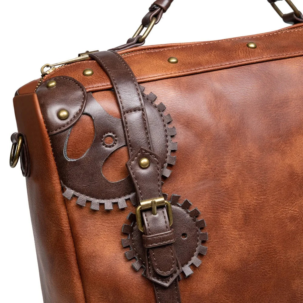 Norbinus Steampunk Single Shoulder Bags Vintage Women Handbags Gothic Messenger Crossbody Bag Ladies Rivet Top-Handle Bags Pack